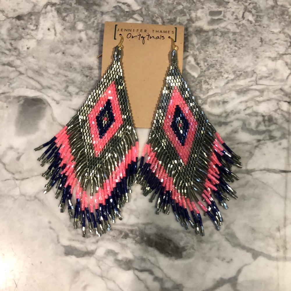 Jennifer Thames Large Beaded Earrings